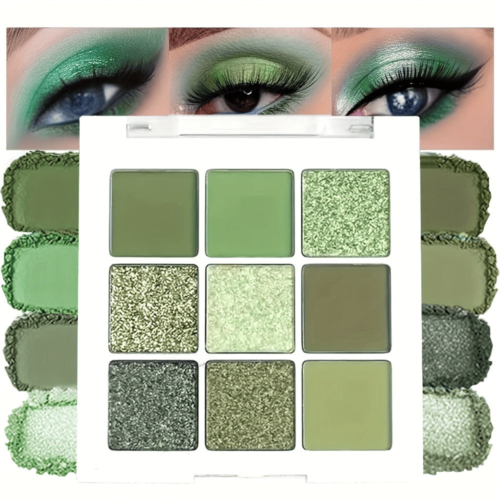 Eyeshadow Palette JUJU DREAM 9-Shade Green Compact with Avocado-Forest Color Theme and Matte-Shimmer Mix — image 1