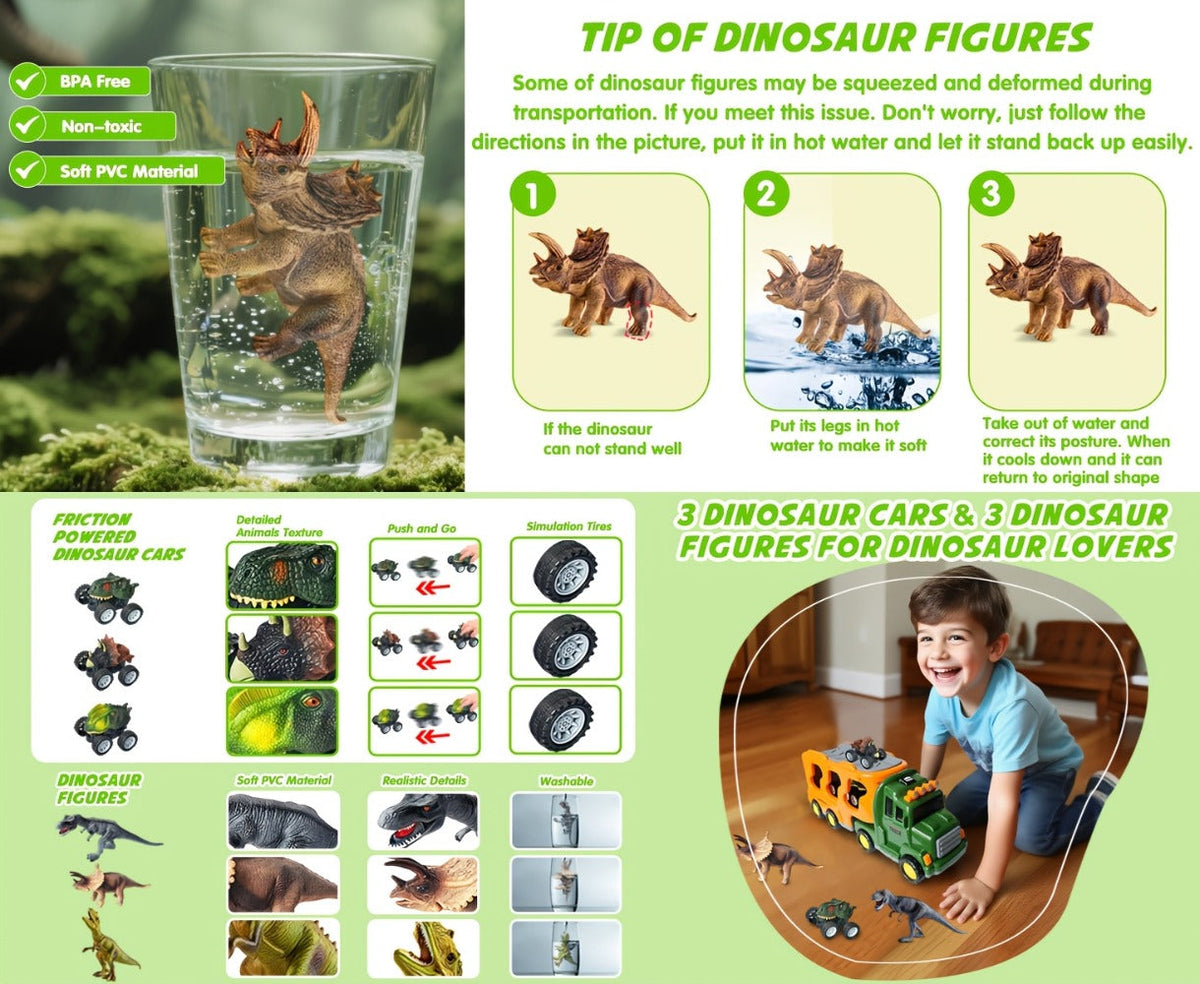 Dinosaur Transport Truck Toy Set with Lights & Sounds with the Listed Color, Size or Set Options for Everyday Use — image 14