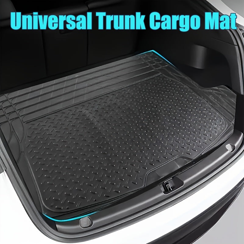 Trunk Cargo Liner Rubber Mat Universal Fit – All Weather Waterproof Trunk Mat with Seat Back Protector, Trim-to-Fit for Cars,