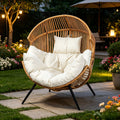 Egg Chair Outdoor Wicker PE Rattan Oversized Patio Lounge Chair with Cushion Rocking Egg Chair for Garden, Patio and Yard Use