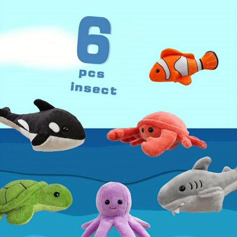 Sea Animal Finger Puppets Set 6pcs for Kids, Realistic Ocean Creature Hand Puppets for Storytelling — image 1