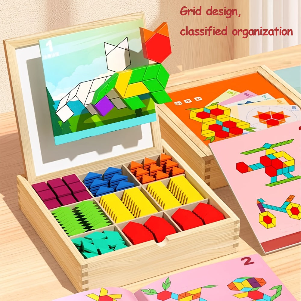 Magnetic Wooden Puzzle Board for Kids, 128/180/220/280 PCS Geometric Shape Recognition & Logical Thinking Toy — image 12