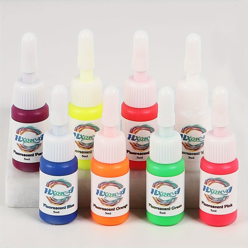 Tattoo Ink 8-Color UV Fluorescent Set with 5ml Bottles and Full Neon Color Range with Item-Specific Color, Capacity and Bottl