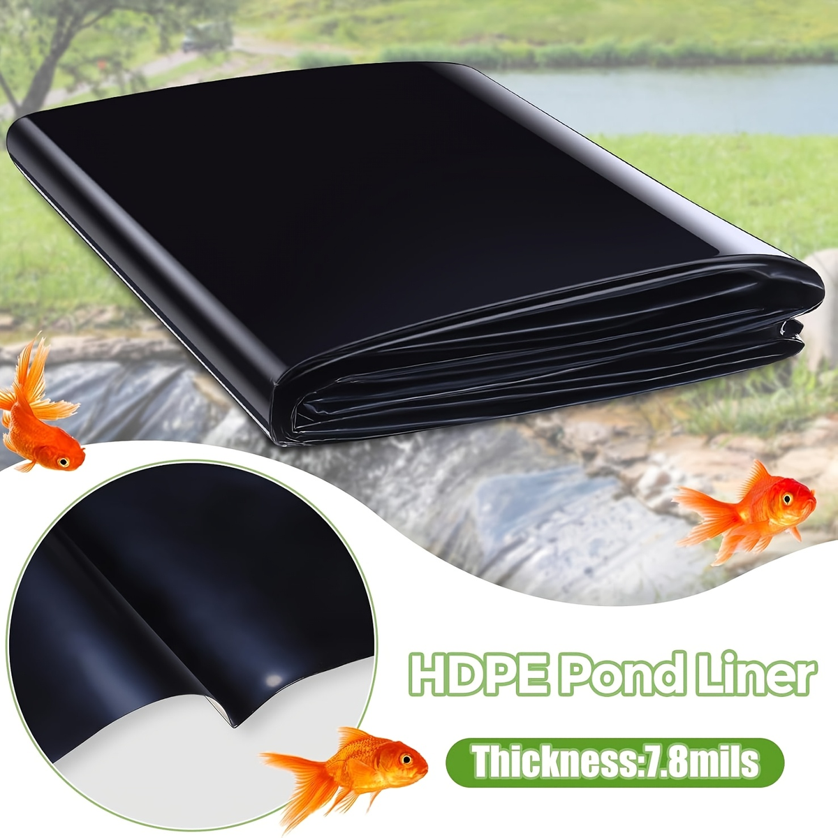 Pond Liner, HDPE Garden Fish Pond Water Feature Landscape for Garden, Patio and Yard Use, with the Listed Configuration — ima