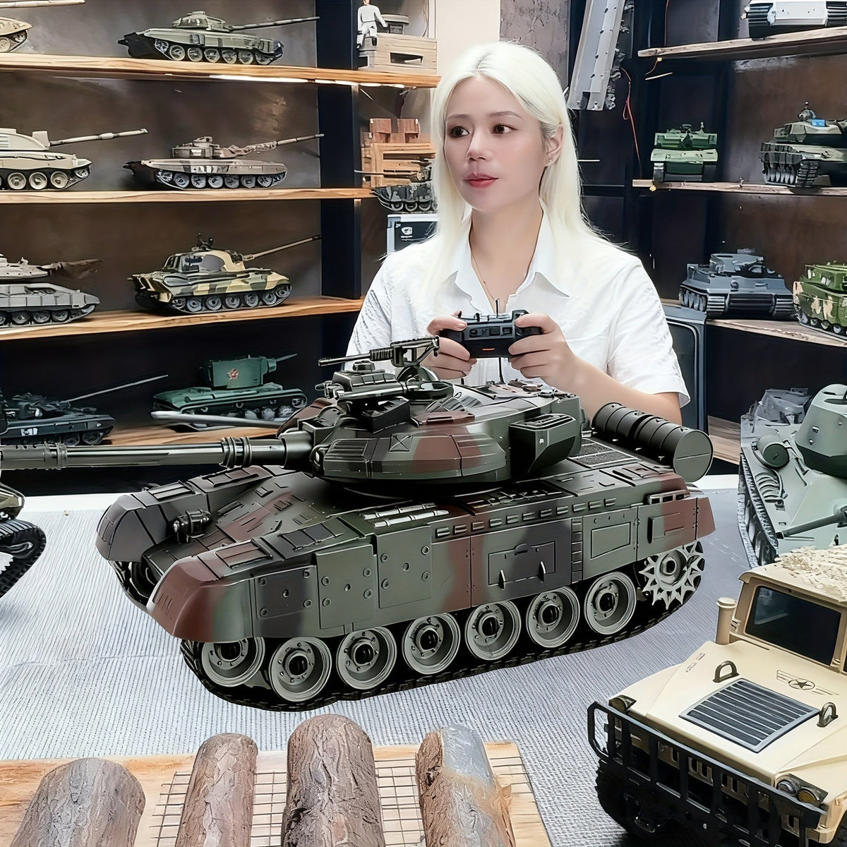 RC Armored Tank 1:16 Scale Tracked Off-Road, Remote Control Military Tank Collectible Display Model for Boys Kids & Collector
