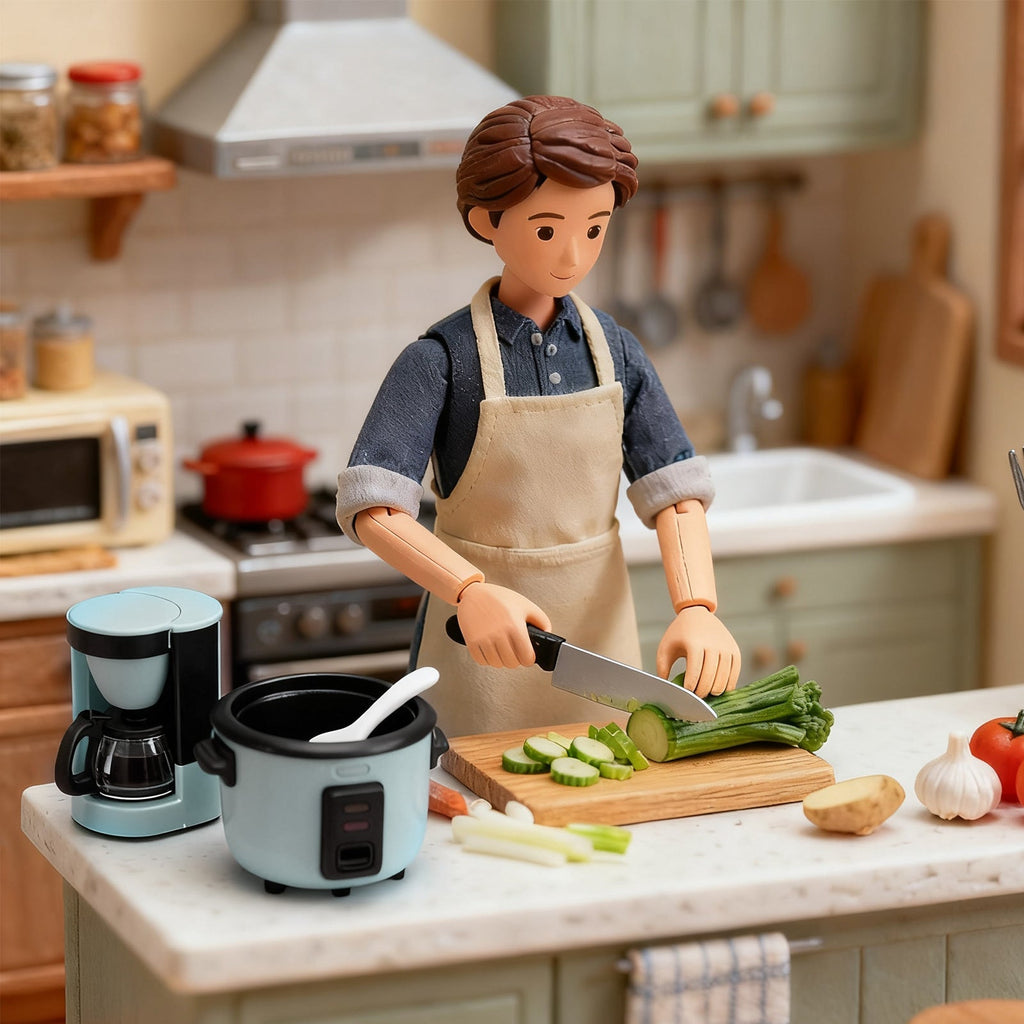 1:12 Scale Miniature Kitchen Appliance Set with Rice Cooker, Blender, Coffee Maker and 3-Piece Checkout — image 3