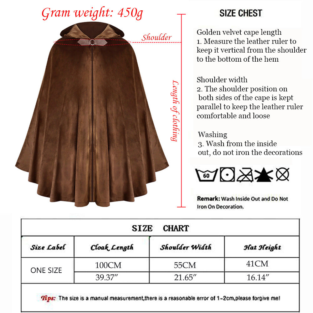 Men's Velvet Cloak With Hood