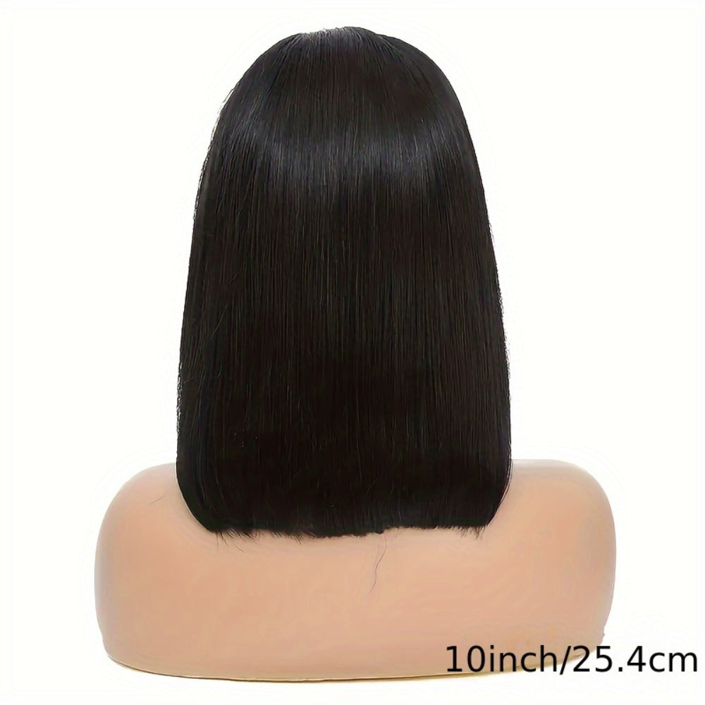 Lace Front Bob Wig Human Hair T Part 13x4 Pre-Plucked 180% Density Straight Side Part Natural, for Home, Travel and Salon Hai