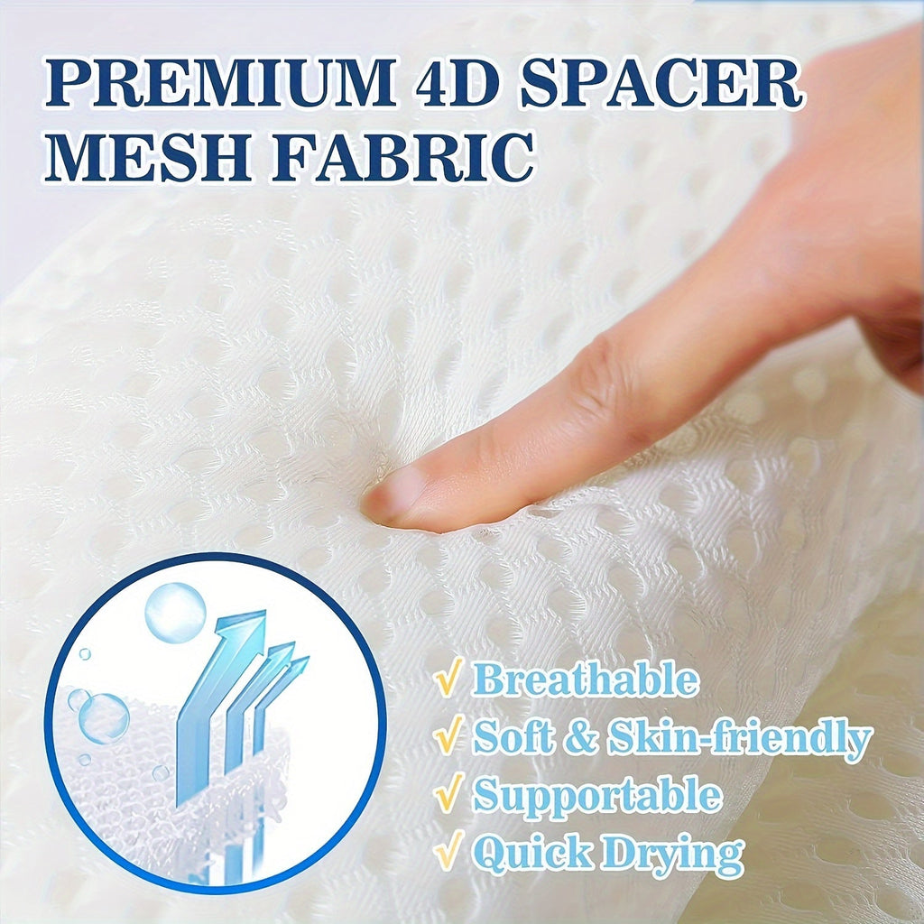 Contoured Bathtub Neck and Back Cushion with 4D Air Mesh, Suction Cups and White or Gray Finish — image 10