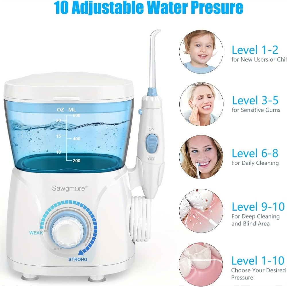 Water Flosser Countertop FC166 Oral Irrigator with 600ml Tank, Ten Pressure Settings, Eight Nozzles and Rotary Dial — image 5