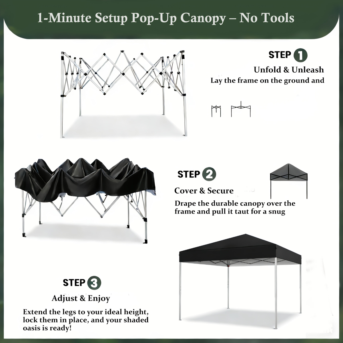 Straight-Leg 10x10ft Pop-Up Canopy Tent with 420D Oxford Top, Three Heights and Eight Colors — image 15
