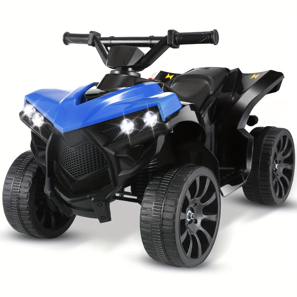 6V Kids Electric Quad ATV Ride-On 4-Wheeler with Headlights Foot Pedal Accelerator Treaded Anti-Slip Tires 1.86 MPH Outdoor B