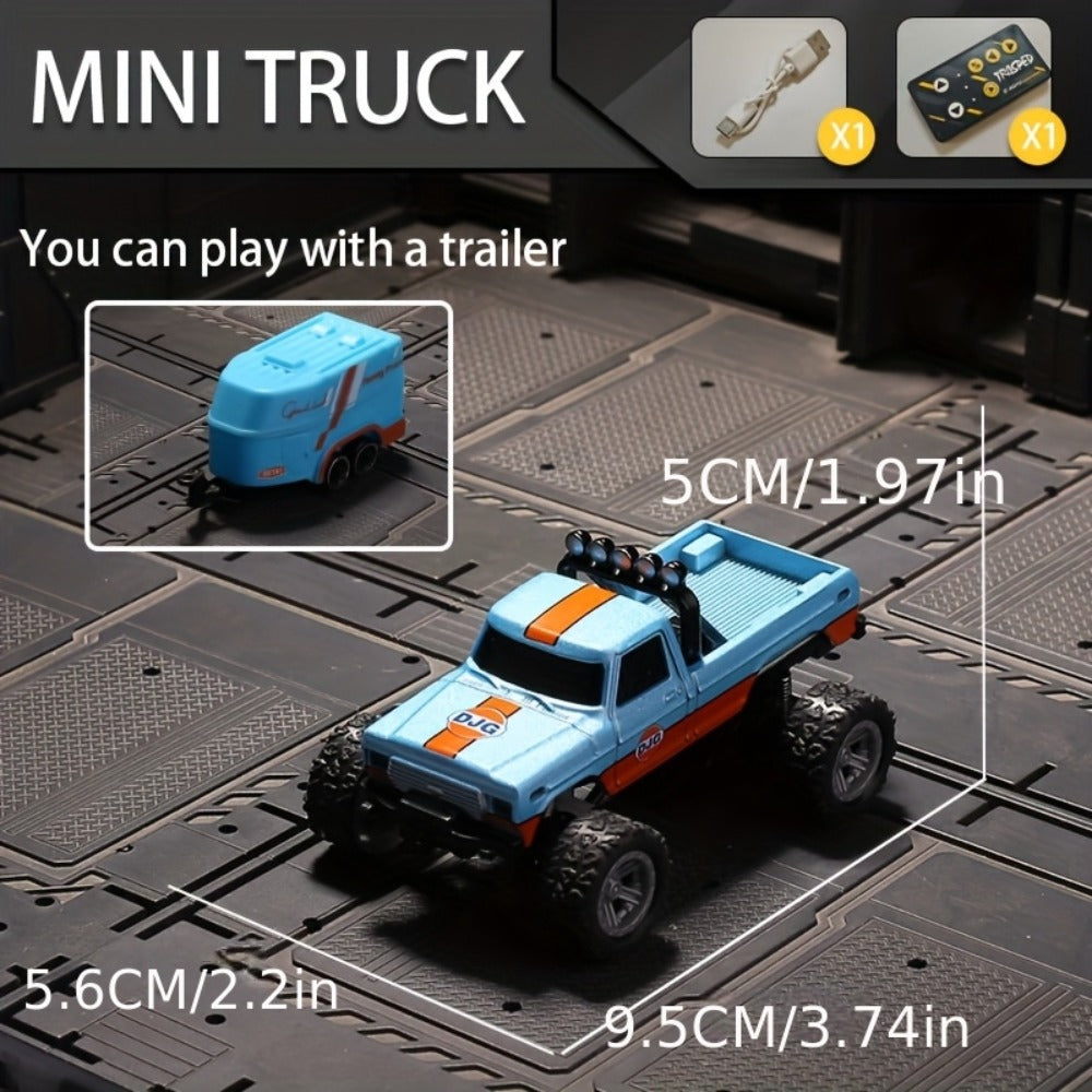 1:64 Scale Mini RC Car Alloy Off-Road Truck with Shock Absorbers – Pocket-Sized Remote Control Car for Boys Ages 6 7 8 9 10 —