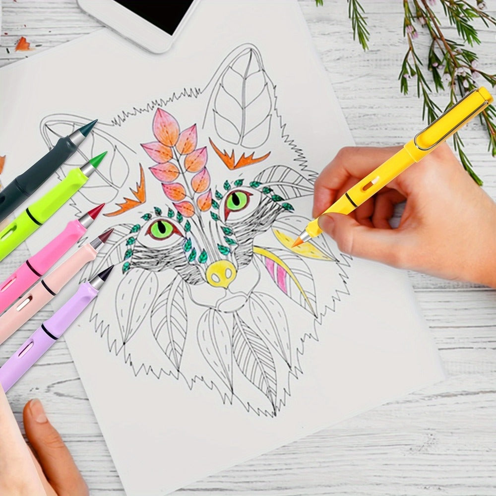 132-Piece Refillable Color Pencil Art Set with 12 Pen Bodies and 120 Replacement Drawing Tips — image 5