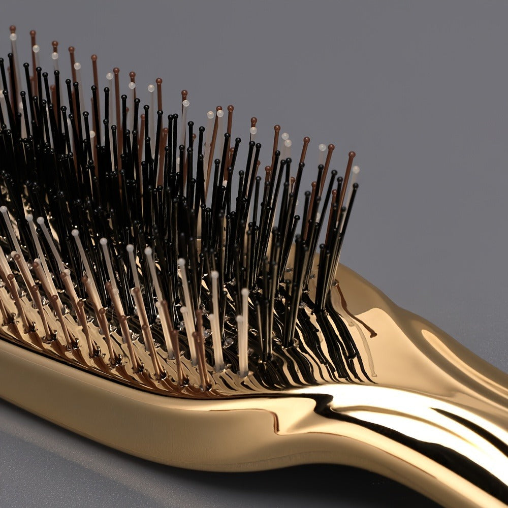 Air Cushion Comb Scalp Massage Brush Anti-Static Detangling Hair Comb Electroplated Flexible Cushion Pins Frizz Control Stimu