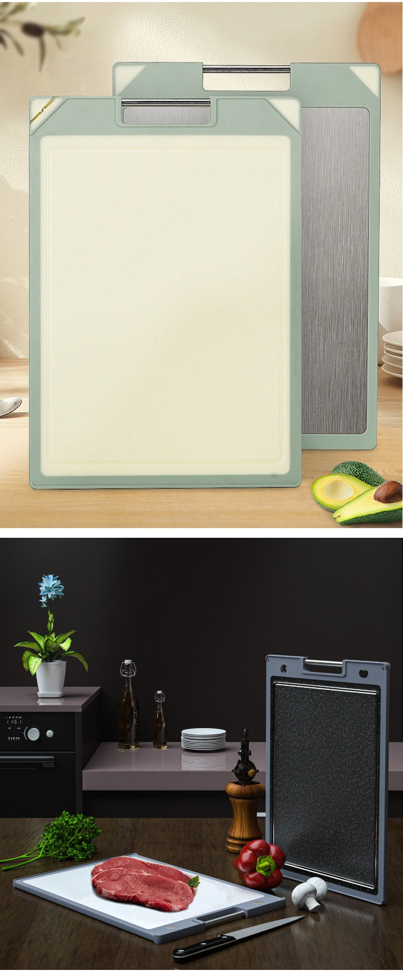 Cutting Board 304 Stainless Steel Chopping Board Kitchen Plastic Cutting Board Sharpening Double-sided Cutting Board