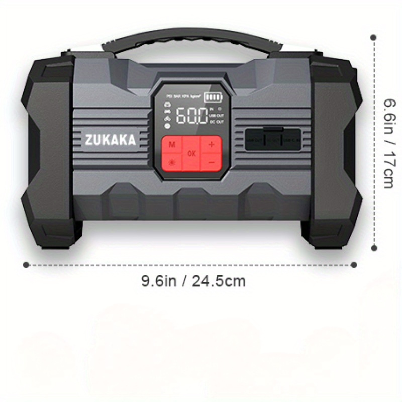 Jump Starter with Air Compressor 9000A Peak 10-in-1 150 PSI for All Gas 10L Diesel 12V USB USB-C Digital for Garden, Patio an