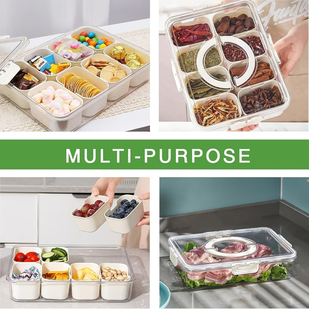 Storage Containers with Lids, Snack Tray Two-Pack with Four or Eight Removable Compartments and Snap Lids — image 15