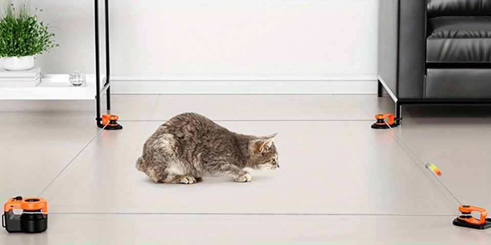 Cat Toy Remote-Control Lure Machine with Track Clips, Mouse Squeak, Feather Lures and Three Colors — image 8