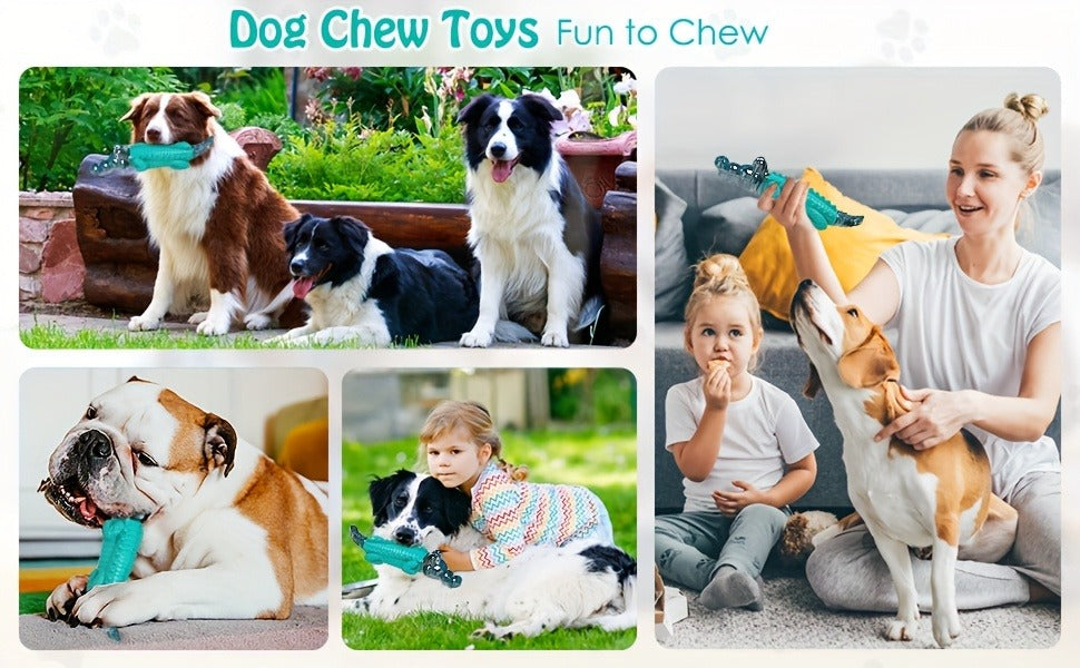Dog Toy Blue Rubber Crocodile Chew Design with Milk Flavor, Raised Ridges and 20-100 lb Guidance — image 8