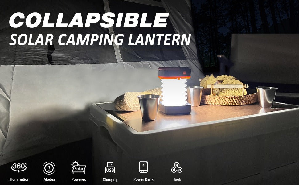 2-Pack Portable Folding Solar Camping Lantern, Mini USB Rechargeable, IPX4 for Indoor & Outdoor Camping — image 12