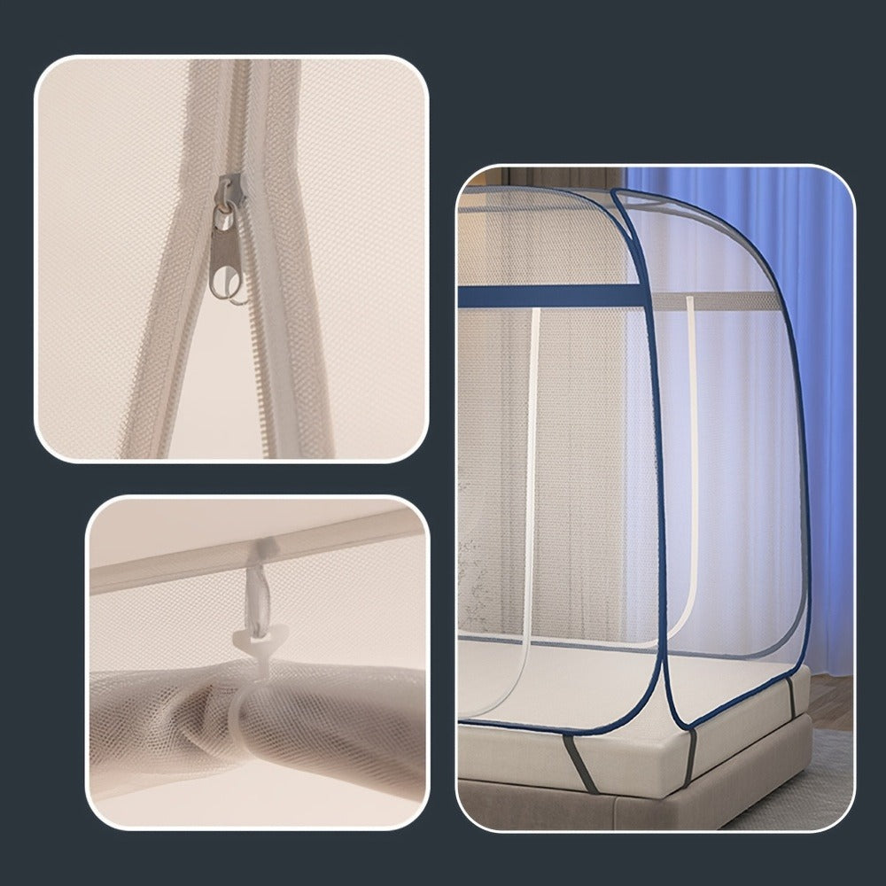 Mosquito Net Canopy Bed, Yurt Style 360° Full Coverage, Stainless Steel Frame, Easy Open Design for Bedroom — image 11