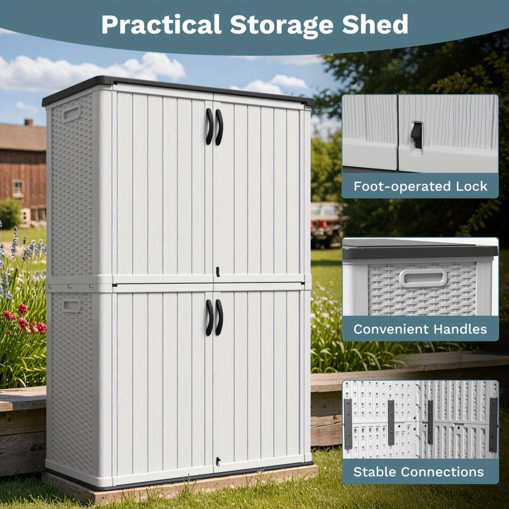 Resin Outdoor Storage Cabinet and Shelf Options in White or Beige with 4 x 2 Ft Shed Sizes — image 12