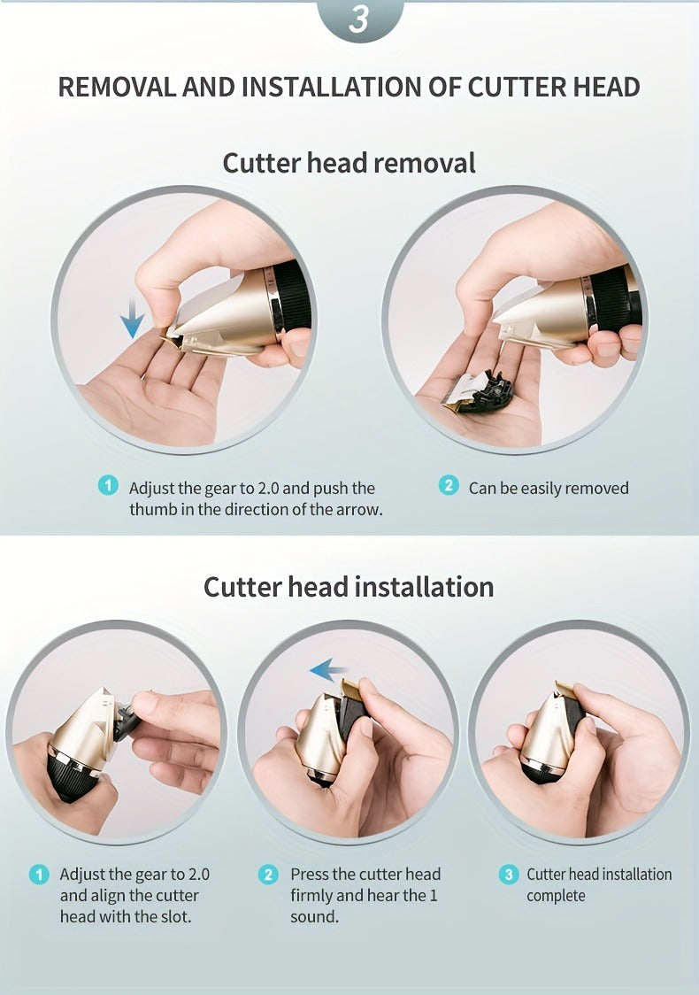 Pet Hair Clipper Kit with Five Guide Combs and Adjustable Blade — image 5