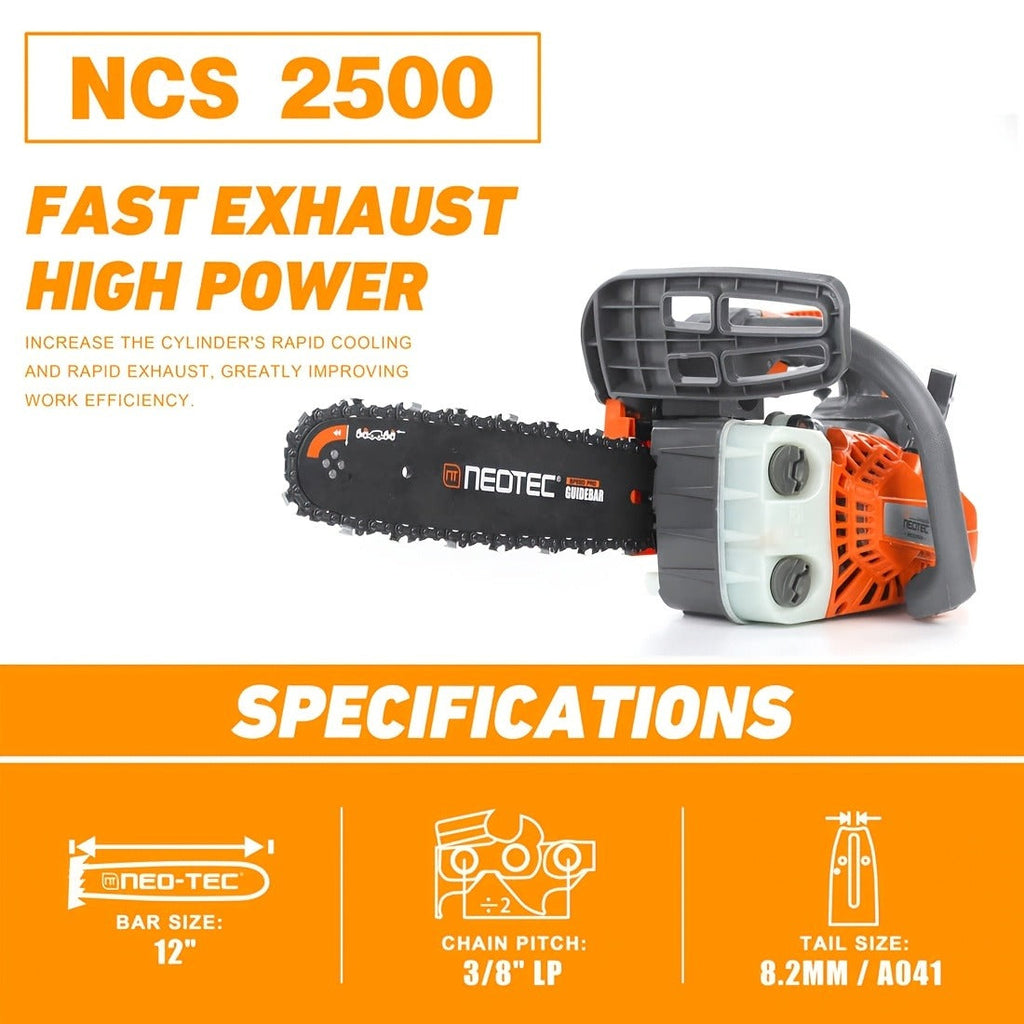 25.4CC 12-Inch Top-Handle Gas Chainsaw with Two-Stroke Engine and Pictured Accessory Group — image 13