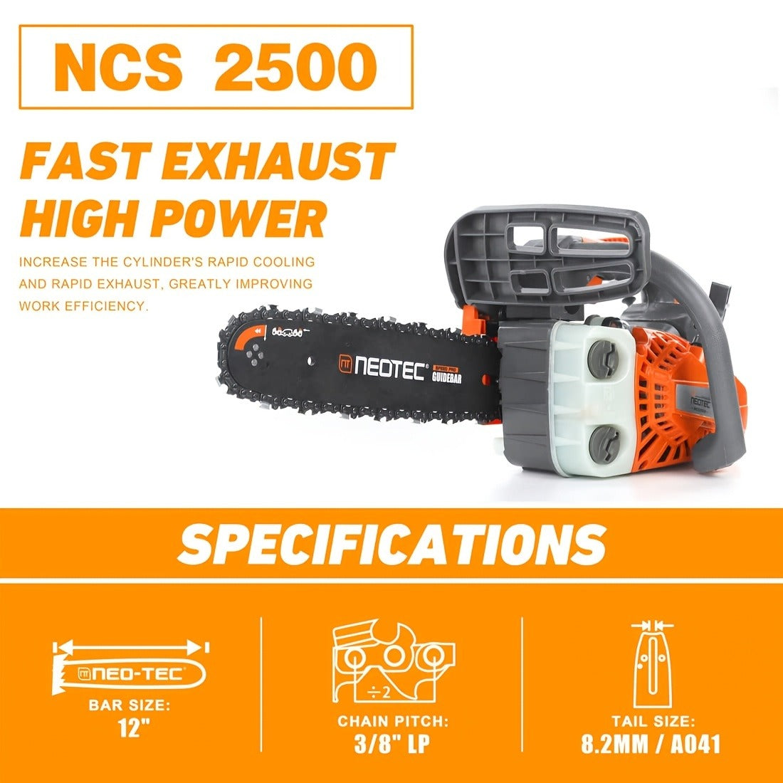 25.4CC 12-Inch Top-Handle Gas Chainsaw with Two-Stroke Engine and Pictured Accessory Group — image 13