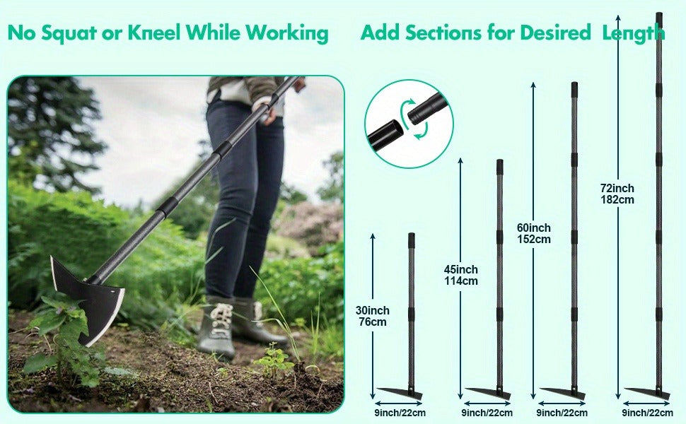 Garden Hoe Triangle Carbon Steel with Adjustable 15-72 Inch Long Handle, Sharp Triangular Blade for Weeding — image 12