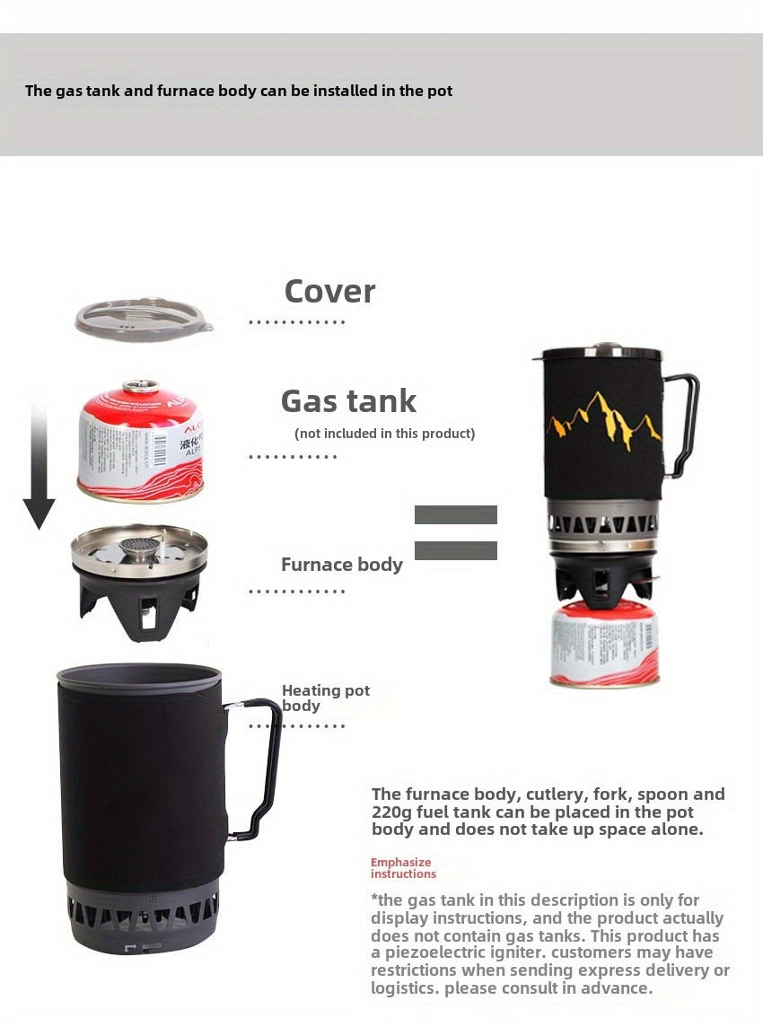 Camping Stove System 2pcs Set, Portable Propane Burner & Pot for Hiking Backpacking Outdoor Cooking — image 13