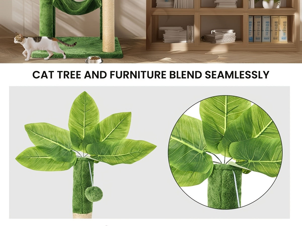 55-Inch Plant-Style Cat Tree with Platforms, Round Pass-Through Perch, Hammock and Four Colors — image 4