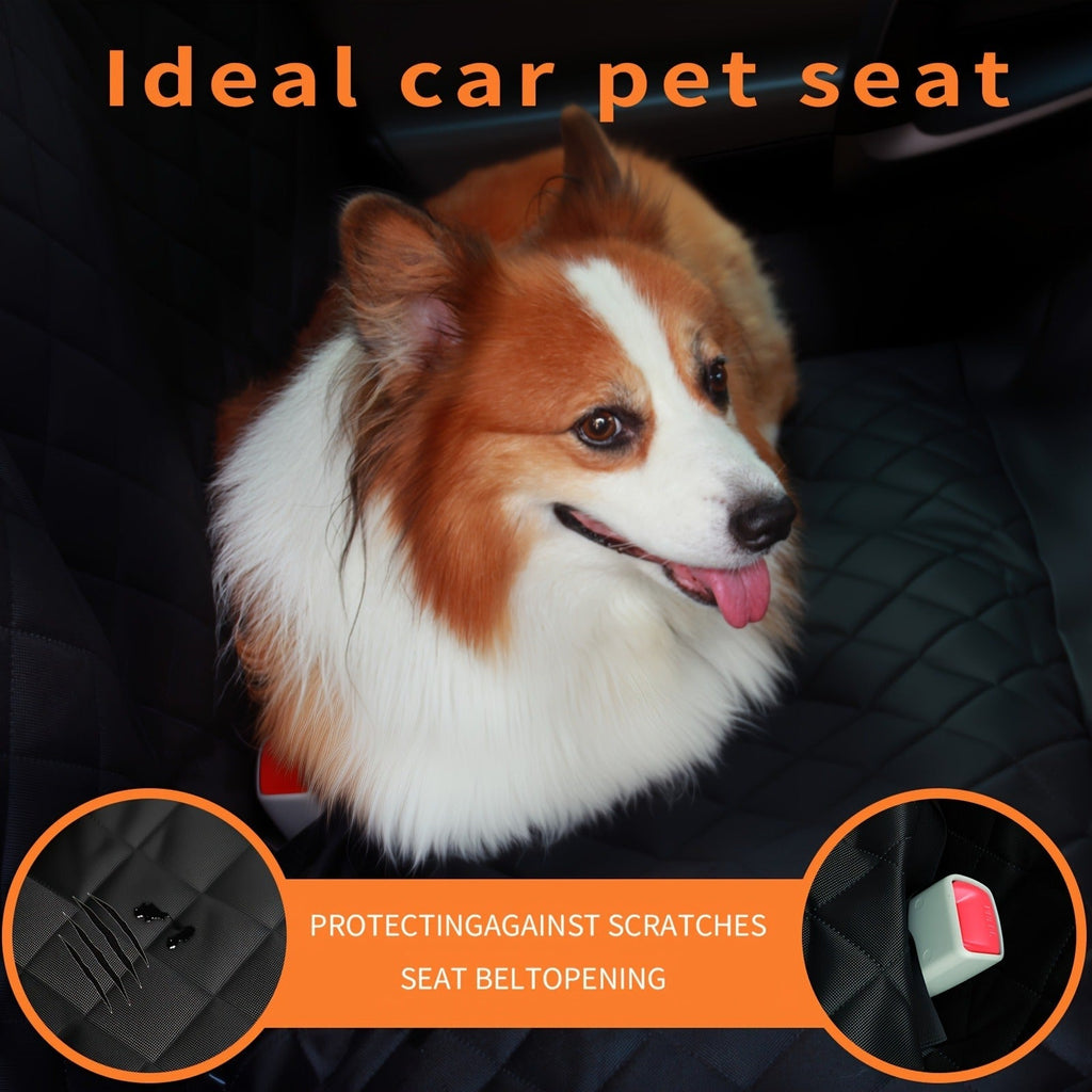 Quilted Dog Car Back Seat Cover with Side Flaps, Mesh Window and Six Color or Pink Mat Bundle Options — image 6
