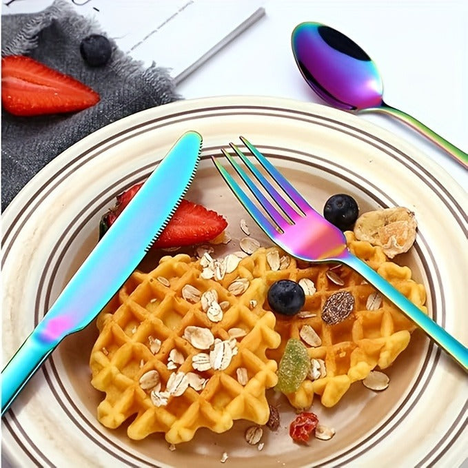 60-Piece Rainbow Flatware Set with Five Utensil Forms in Twelve-Piece Rows for Complete Table Settings — image 13