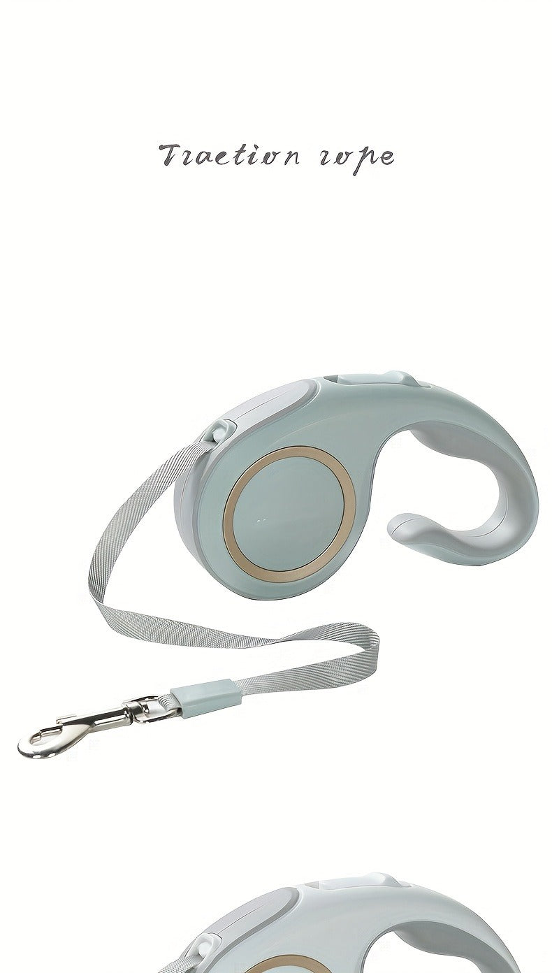 Retractable Dog Leash with 16-Foot Tape, One-Button Lock and Six Champagne, White or Blue Size Options — image 6