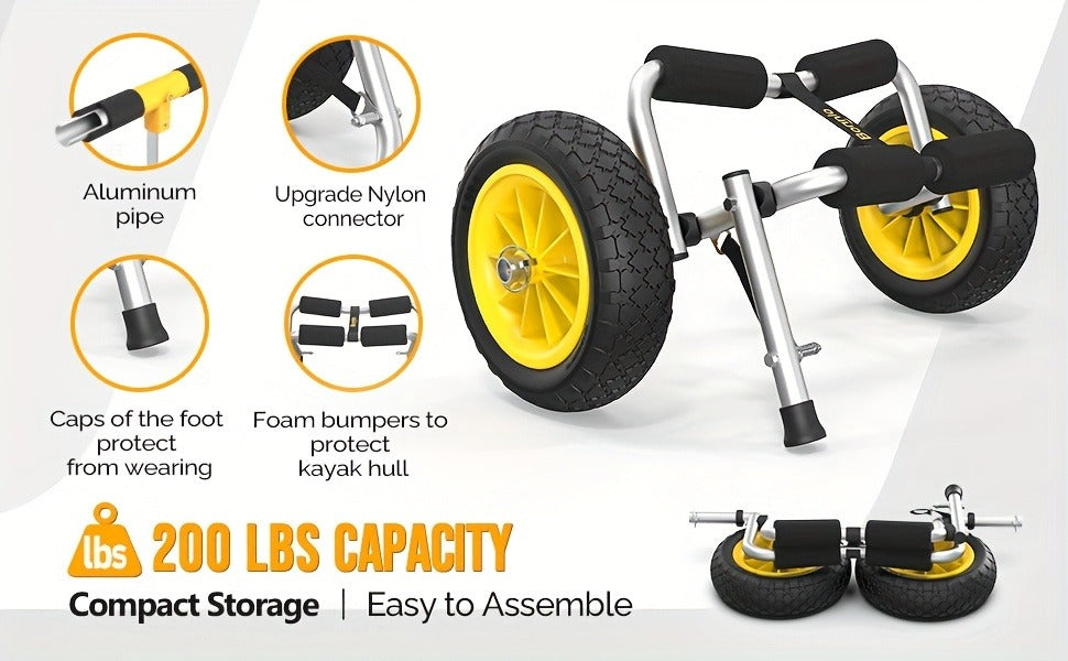 Kayak Cart Trolley Carrier Dolly, Canoe Paddle Board Boat Transport with 10-Inch Solid Wheels — image 13