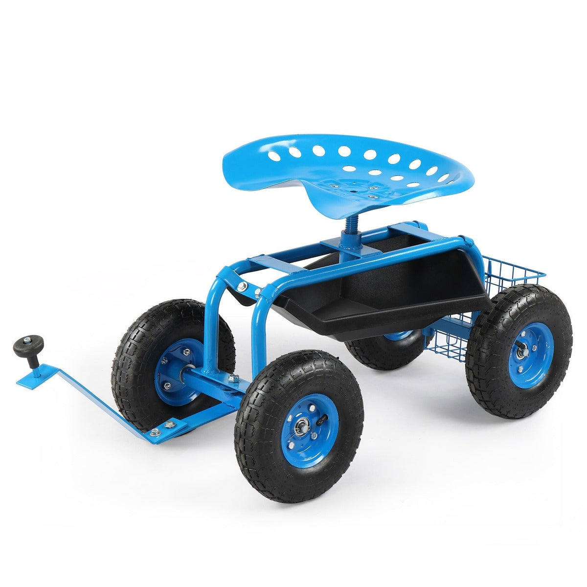 Rolling Garden Seat Cart, Backrest, Cushion, Telescopic Handle & Storage Basket, Steel Frame — image 14