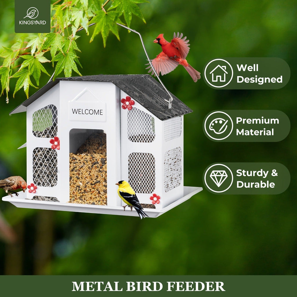 Metal Bird Feeder for Outside – 4 Lbs Large Capacity Hanging Wild Bird Feeder, for Garden, Yard and Pest Management — image 1