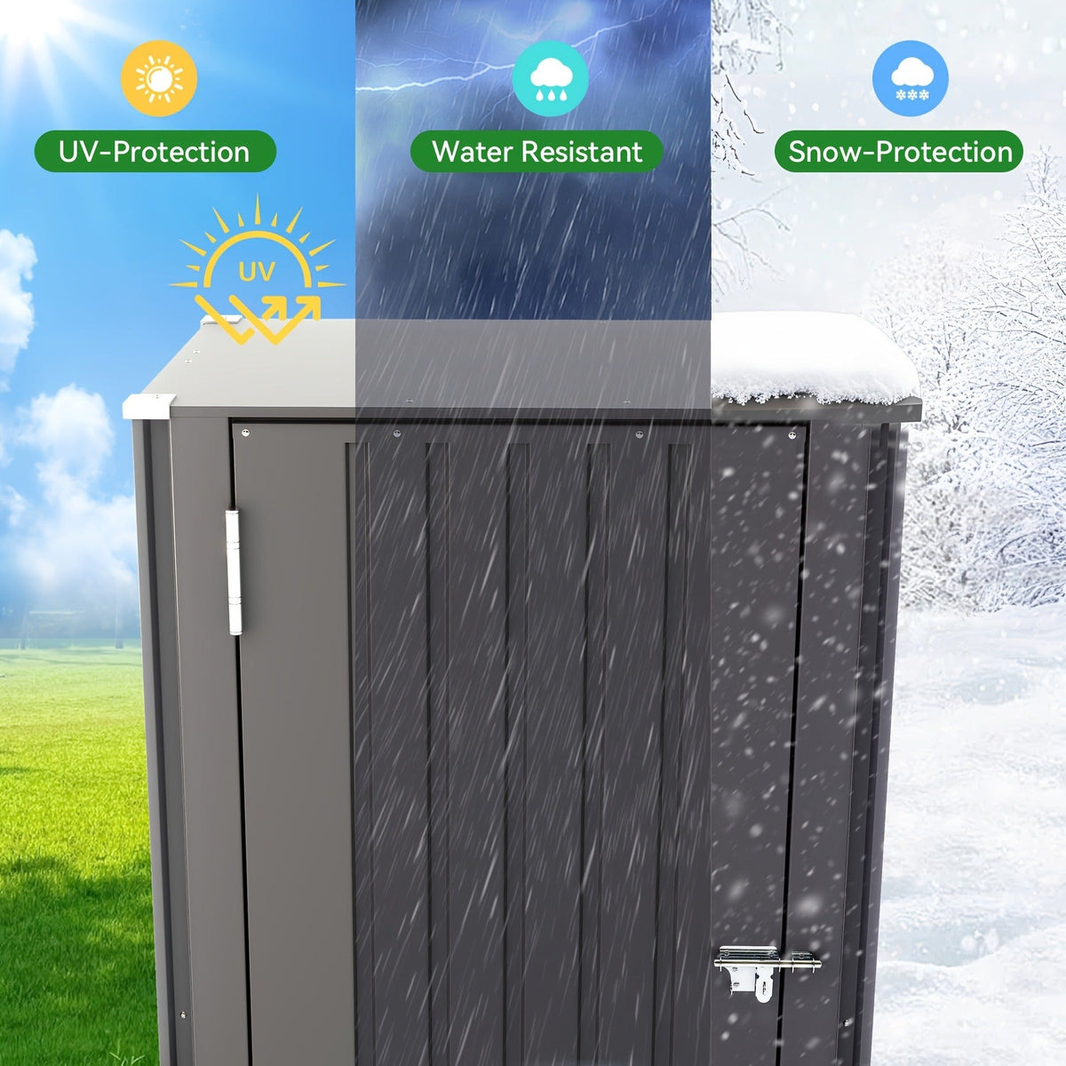 Metal Outdoor Storage Cabinets with Shelf-Equipped Tall or Low Models and 3 x 2 x 4.6 Ft Shed Option — image 12