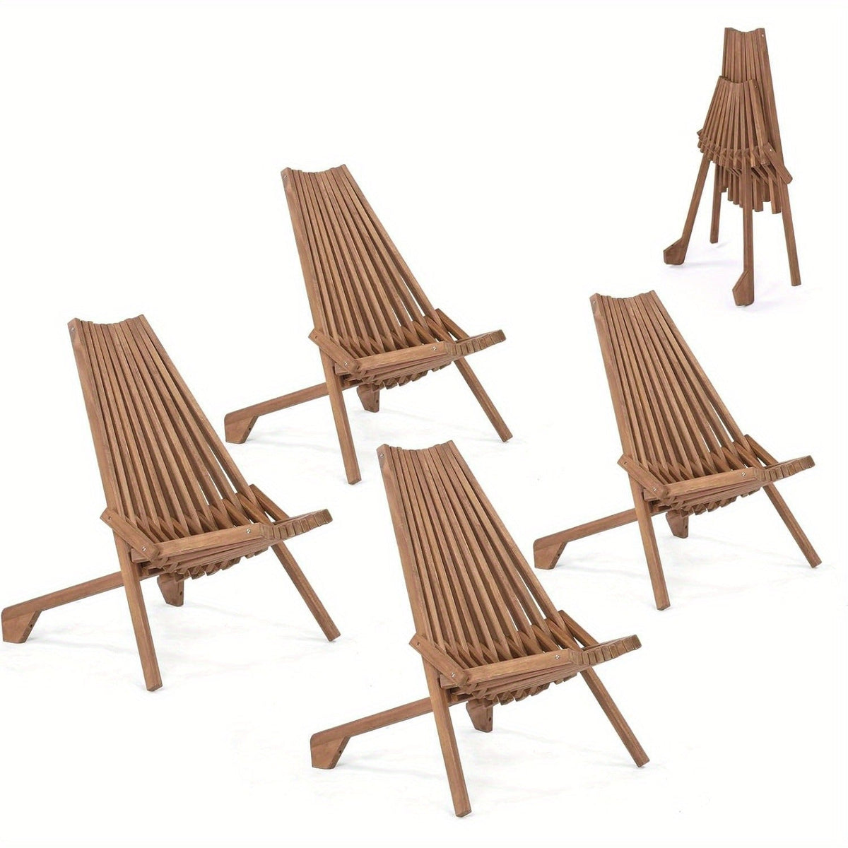 Wood Folding Outdoor Chairs Set of 1/2/4 for Camping, Travel and Outdoor Use, with the Listed Configuration — image 12