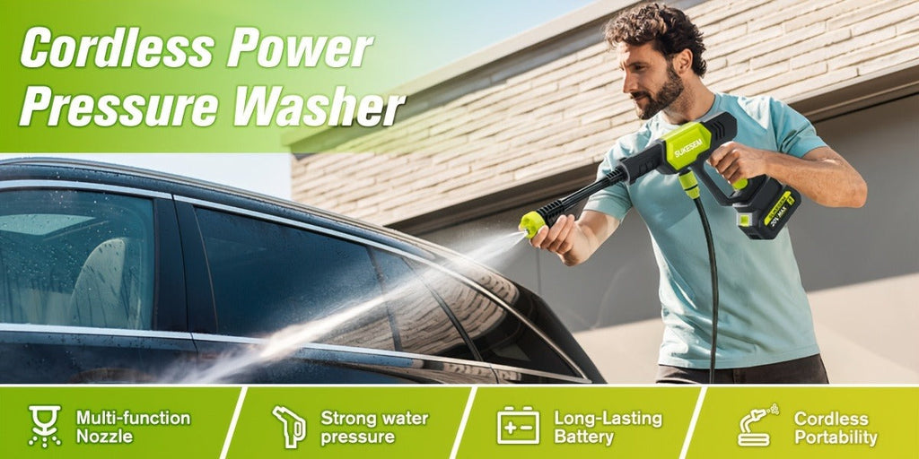 Cordless Pressure Washer Battery Powered Portable Car Wash Gun High Pressure Cleaner for Cars Yards for Garden, Patio and Yar