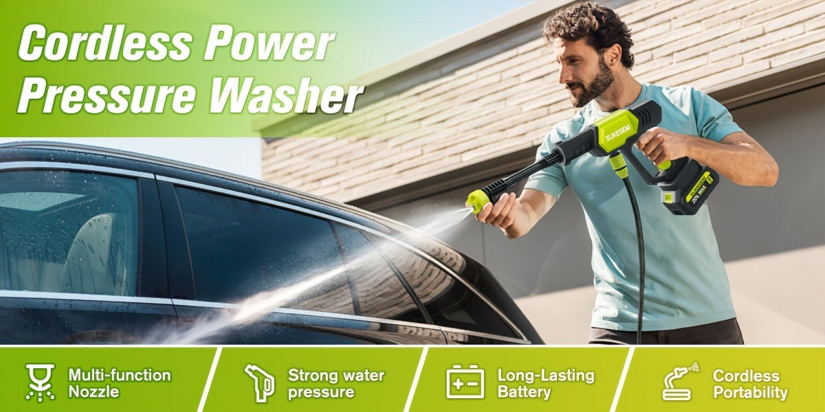 Cordless Pressure Washer Battery Powered Portable Car Wash Gun High Pressure Cleaner for Cars Yards for Garden, Patio and Yar