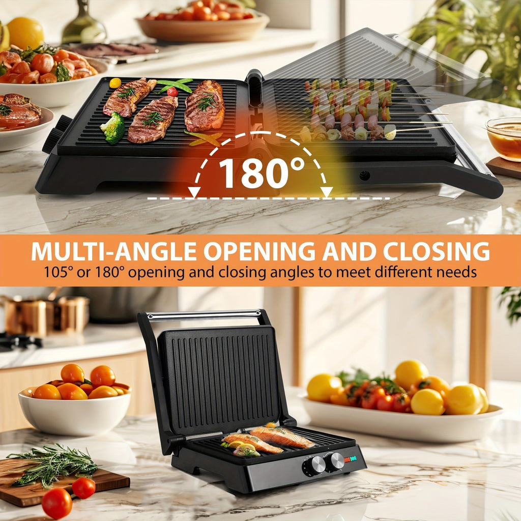 Sandwich Maker 3-in-1 Mini Indoor Grill & Panini Press, Non-Stick 180° Opening, Floating Hinge, 60-Min Timer — image 17