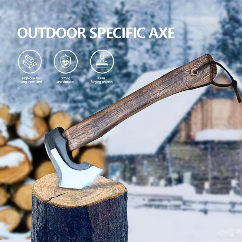 Splitting Axe Forged Carbon Steel 15.6-Inch with Handcrafted Wooden Grip, Professional Backyard Hatchet for Wood Chopping — i