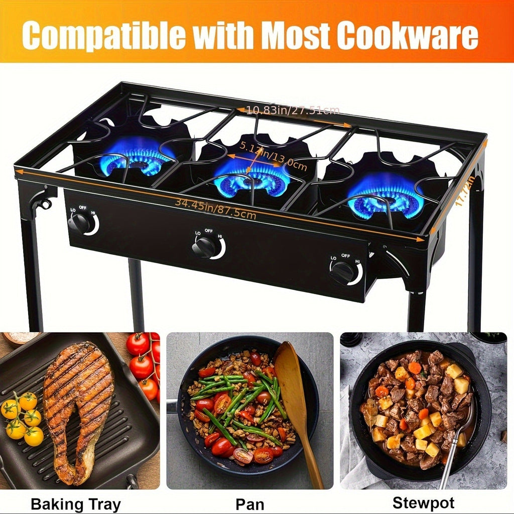 Outdoor Propane Burner Stand with One- or Three-Burner Layout, Removable Legs and 0–20 PSI Regulator Hose — image 14