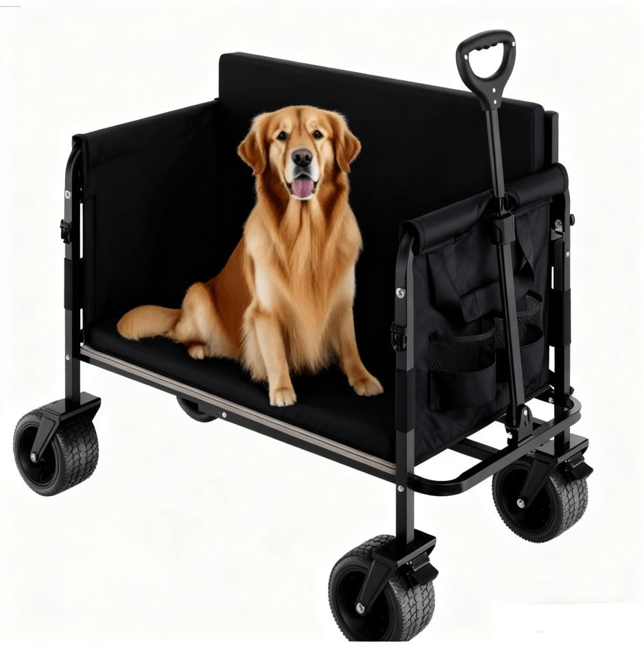 Foldable Utility Wagon Cart 550 lbs, Collapsible Outdoor Cart with Bench Seat & All-Terrain Wheels — image 14