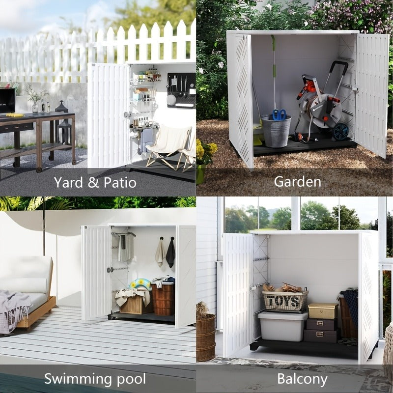 Outdoor Storage Cabinet with Doors & Metal Shelves, for Garden, Patio and Yard Use, with the Listed Configuration — image 13