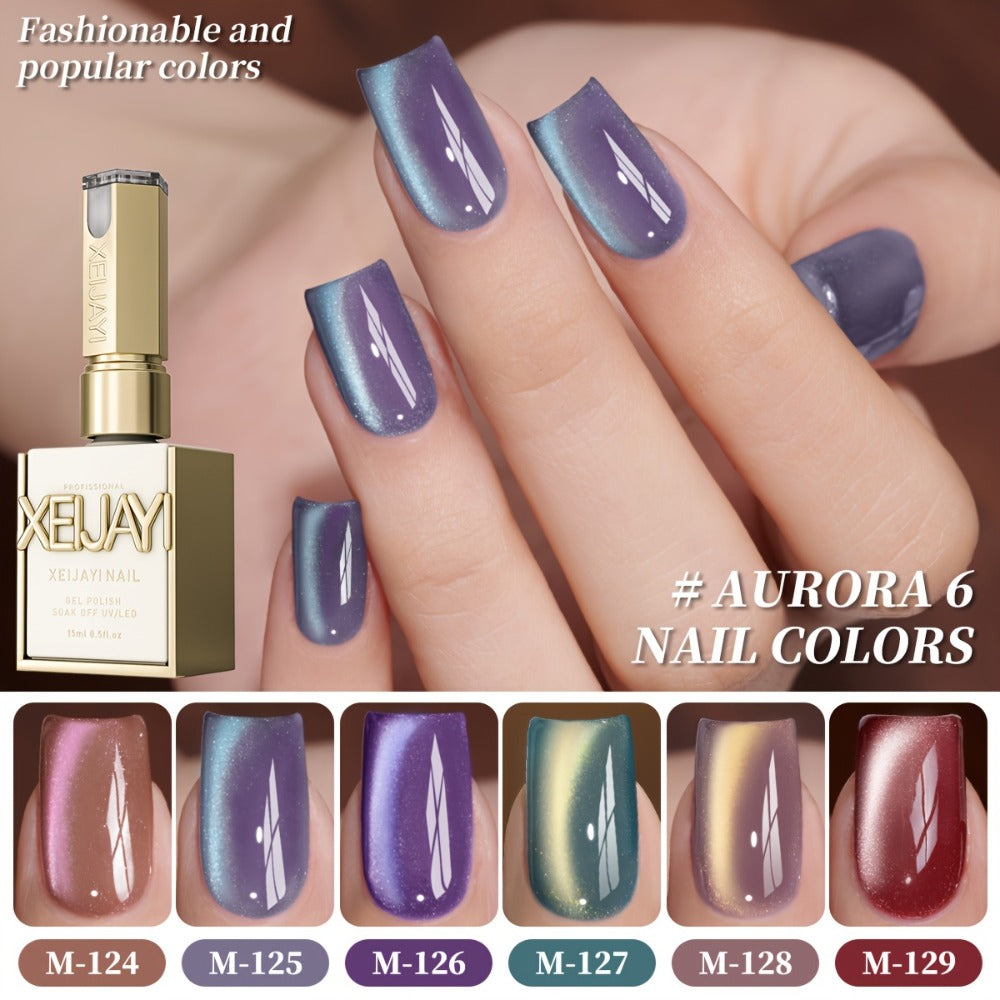 Gel Nail Polish 6-Color Magnetic Cat-Eye Sets in Aurora, Dopamine or Bubble-Summer Collections — image 2