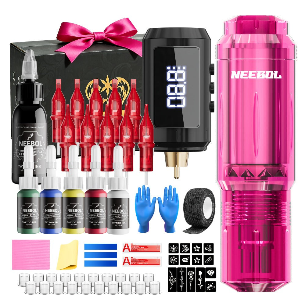 Tattoo Machine Kit Neebol A-07, A-07 Pro or B-08 Cordless Pen with 1600mAh Battery, 20 Cartridges and 8 Inks — image 5